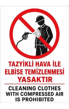 Tazyikli Hava İle Elbise Temizlenmesi Yasaktır 21x30cm Pvc Isg Levha