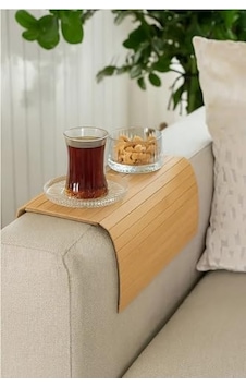 Katlanabilir Bambu Kolçak Tepsi Portatif Koltuk Kolu Sehpa Çekyat Yan Kol Tepsisi Abanoz - Beyaz Katlanabilir Bambu Kolçak Tepsi Portatif Koltuk Kolu Sehpa Çekyat Yan Kol Tepsisi Abanoz - Beyaz