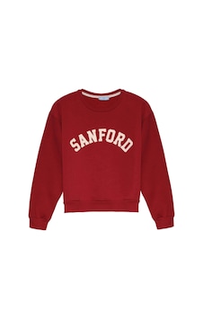 Olla Collection Yazı Baskılı Sweatshirt Bordo Bordo