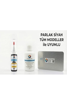 Parlak Siyah Tüm Modeller İle Uyumlu Rötuş Seti - 2 Si 1 Arada İğne Ve Fırça Uçlu Şişe, Solüsyon Ve Rötuş Çeliği
