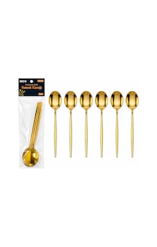 6 Parça Yemek Kaşığı Seti - Gold Renk - Paslanmaz Çelik Altın