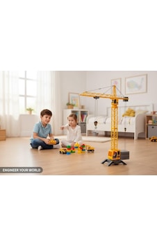 Uzaktan Kumandalı Dev Kule Vinç Seti - 128 Cm Boyunda, Işıklı Ve Sesli Mühendislik Serisi