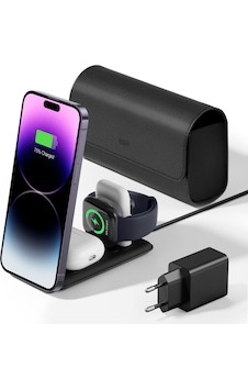 Esr 3 İn 1 Şarj Stand Apple Uyumlu iPhone + Airpods Watch Deri Çantalı Esr 3 İn 1 Şarj Stand Apple Uyumlu iPhone + Airpods Watch Deri Çantalı