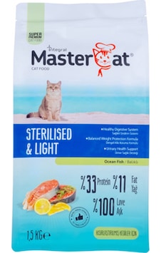 Mastercat Sterilised & Light Ocean Fish Kısırlaştırılmış Yetişkin Kedi Maması 1500 G Mastercat Sterilised & Light Ocean Fish Kısırlaştırılmış Yetişkin Kedi Maması 1500 G
