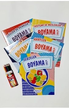 Kalem Hediyeli Boyama Kitapları Seti-1 - 5 Kitap Takım Kalem Hediyeli Boyama Kitapları Seti-1 - 5 Kitap Takım