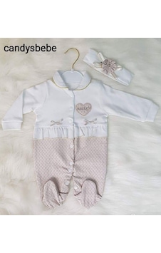 Candysbebe Lüks Bebek Tulumu Krem Candysbebe Lüks Bebek Tulumu Krem