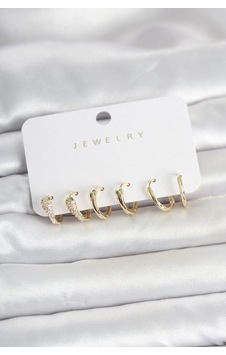 Pirinç Gold Renk Yılan Model Kadın Küpe Seti Çok renkli Pirinç Gold Renk Yılan Model Kadın Küpe Seti Çok renkli
