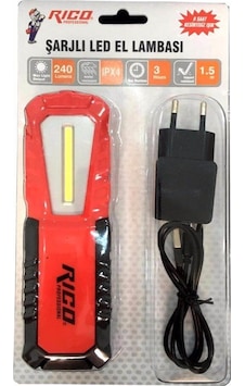 Rico Rc0037 240 Lümens Şarjlı Led El Feneri El Lambası Mıktanıslı Kırmızı - Siyah Rico Rc0037 240 Lümens Şarjlı Led El Feneri El Lambası Mıktanıslı Kırmızı - Siyah