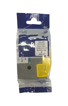 Uyumlu, Etiket Brother Tze-s241 18mmx8m Beyaz Etikete Siyah Laminasyon Şerit Uyumlu, Etiket Brother Tze-s241 18mmx8m Beyaz Etikete Siyah Laminasyon Şerit