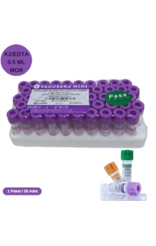 Vacusera K2 Edtalı Tüp 0,5 Ml Pediatrik Mor Kapak 50'li Paket Vacusera K2 Edtalı Tüp 0,5 Ml Pediatrik Mor Kapak 50'li Paket