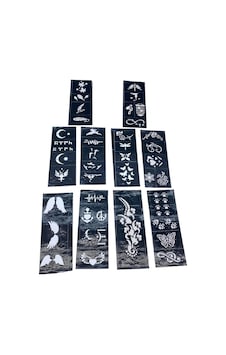 Mix Desen 8x20cm Tüp Kına Desen Çıkartma Şablonu 10 Parça