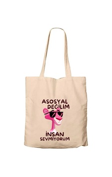 İnsan Sevmiyorum Ekru Fermuarlı Bez Çanta Gabardin İnsan Sevmiyorum Ekru Fermuarlı Bez Çanta Gabardin
