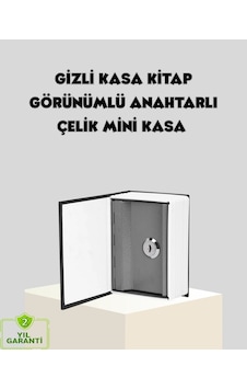 Mey İthalat Sözlük Görünümlü Gizli Kitap Kasa Anahtarlı Metal İç Kasa, Kompakt Boyut, Şık Ve Güvenli Tasarım