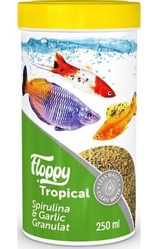 Floppy Tropical Spirulina Garlic Sarımsaklı Yem 250 ML 100 G Floppy Tropical Spirulina Garlic Sarımsaklı Yem 250 ML 100 G