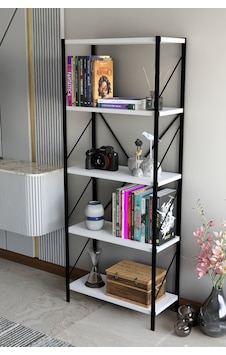 Titan Kitaplık Dekoratif Çok Amaçlı Raf Ofis Salon Raf Kitap Standı 150cmx60cm Beyaz Titan Kitaplık Dekoratif Çok Amaçlı Raf Ofis Salon Raf Kitap Standı 150cmx60cm Beyaz