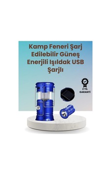 Şarj Edilebilir Güneş Enerjili Kızaklı Kamp Feneri Usb Çıkışlı, Katlanabilir, Dayanıklı Ve Çok Fonksiyonlu Mavi