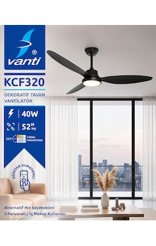 Vanti Kcf320 70w 52 İnç 132 Cm Tavan Vantilatörü Siyah 3 Kademeli Yaz Kış Modlu Sessiz Tavan Fanı Vanti Kcf320 70w 52 İnç 132 Cm Tavan Vantilatörü Siyah 3 Kademeli Yaz Kış Modlu Sessiz Tavan Fanı