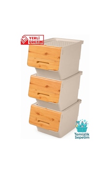 3 Katlı Tekerlekli Kapaklı Saklama Kutusu, Eşya Ve Erzak Organizer 3x12 Litre Bambu Bej Bej 3 Katlı Tekerlekli Kapaklı Saklama Kutusu, Eşya Ve Erzak Organizer 3x12 Litre Bambu Bej Bej