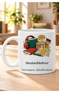 Deutschlehrer İsimli Baskılı Beyaz Kupa Deutschlehrer İsimli Baskılı Beyaz Kupa