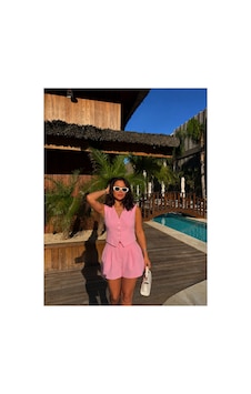 Gigi Wardrobe Monaco Yelek Şort Takım Pembe Pembe Gigi Wardrobe Monaco Yelek Şort Takım Pembe Pembe