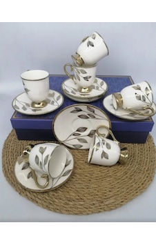 Şnr 101781 Kahve Fincanı Aisa 6'lı 1x6 Beyaz - Gold Şnr 101781 Kahve Fincanı Aisa 6'lı 1x6 Beyaz - Gold