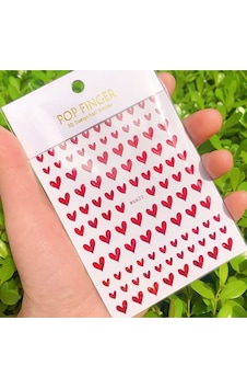 Kırmızı Kalpli Tırnak Sticker Kırmızı Kalpli Tırnak Sticker