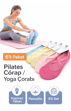 Emre Kadın Pilates Çorabı 6 Lı Set Kaymaz Tabanlı, Pamuklu Yoga & Spor Çorabı Renkli Paket Karışık Renk Emre Kadın Pilates Çorabı 6 Lı Set Kaymaz Tabanlı, Pamuklu Yoga & Spor Çorabı Renkli Paket Karışık Renk