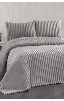 Granada Peluş Çift Kişilik Yatak Örtüsü Gri Gri Granada Peluş Çift Kişilik Yatak Örtüsü Gri Gri