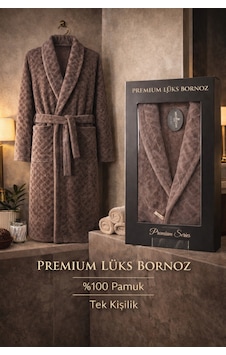 %100 Pamuktan Üretim Premium Lüks Bornoz Özel Çantalı Kahverengi %100 Pamuktan Üretim Premium Lüks Bornoz Özel Çantalı Kahverengi