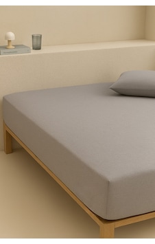 Tek Kişilik Pamuklu Lastikli Çarşaf Açık Gri 100x200 Tek Kişilik Pamuklu Lastikli Çarşaf Açık Gri 100x200
