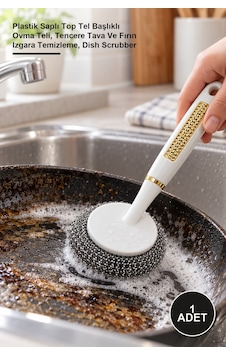 1 Adet Saplı Bulaşık Teli Plastik Saplı Top Tel Başlıklı Ovma Teli, Tencere Tava Ve Fırın Izgara Temizleme, Dish Scrubber Metal 1 Adet Saplı Bulaşık Teli Plastik Saplı Top Tel Başlıklı Ovma Teli, Tencere Tava Ve Fırın Izgara Temizleme, Dish Scrubber Metal