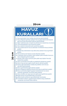 Metal Havuz Kuralları 20cm X 30cm A4 Büyüklüğünde Uyarı Levhası Yönlendirme Tabelası