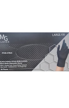Mg Gloves Elmas Dokulu Siyah Nitril Eldiven Large 9 50 Adet