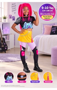 Toyfest K-pop Demon Hunters Mira Kostüm Seti Çocuk 9-10 Yaş M 134-140 Cm Çok Renkli