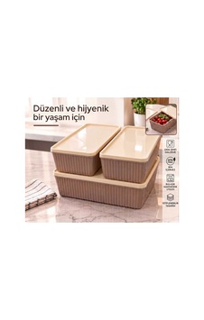 3'lü İstiflenebilir Premium Saklama Kabı Ve Çok Amaçlı Mutfak Düzenleyici Seti Krem Krem 3'lü İstiflenebilir Premium Saklama Kabı Ve Çok Amaçlı Mutfak Düzenleyici Seti Krem Krem