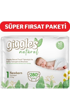 Giggles Natural 1 Numara Yenidoğan Pamuklu Bebek Bezi 280 Adet