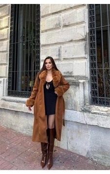 Dip Moda Neşeli Butik Kadın Taba Bilek Ve Yaka Kürk Detaylı Tam Boy Kaşe Kaban Nbstr1033 Dip Moda Neşeli Butik Kadın Taba Bilek Ve Yaka Kürk Detaylı Tam Boy Kaşe Kaban Nbstr1033