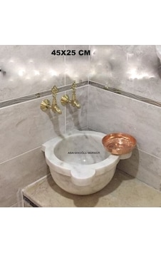 Banyo Mermer Kurna Beyaz