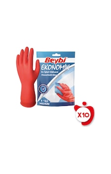Beybi Ekonomik Ev İşleri ve Bulaşık Eldiveni 8-8,5 Beden Kırmızı 10 Paket Beybi Ekonomik Ev İşleri ve Bulaşık Eldiveni 8-8,5 Beden Kırmızı 10 Paket