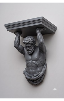 3d Mitolojik Atlas Heykeli Duvar Rafı Gri 3d Mitolojik Atlas Heykeli Duvar Rafı Gri