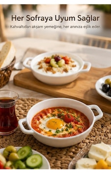 Çift Kulplu Beyaz Porselen Fırın Kabı Ve Servis Kasesi 12x15 Cm - Kahvaltılık Meze Ve Sufle Güveç Tabağı Çift Kulplu Beyaz Porselen Fırın Kabı Ve Servis Kasesi 12x15 Cm - Kahvaltılık Meze Ve Sufle Güveç Tabağı