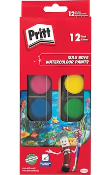Pritt 12 Li Sulu Boya Büyük Tablet Kaırşık Pritt 12 Li Sulu Boya Büyük Tablet Kaırşık