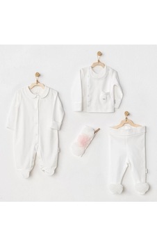 Melonika Petit Love Newborn Tüllü 4 Parça Set Ekru Çok Renkli Melonika Petit Love Newborn Tüllü 4 Parça Set Ekru Çok Renkli