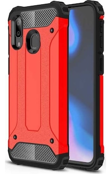 Kilifone - Samsung Uyumlu Galaxy A20 - Kılıf Çift Katman Zırh Tank Crash Military Kapak - Kırmızı Kilifone - Samsung Uyumlu Galaxy A20 - Kılıf Çift Katman Zırh Tank Crash Military Kapak - Kırmızı