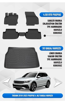 Volkswagen Tiguan 2016-2023 Uyumlu 4.5d Premium Havuzlu Oto Paspas Ve Liner Alt Bagaj Havuzu