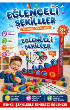 Eğlenceli Geometrik Şekiller İpe Boncuk Dizme Oyunu Renk Eşleştirme Eğitici Motor Beceri Oyuncağı Eğlenceli Geometrik Şekiller İpe Boncuk Dizme Oyunu Renk Eşleştirme Eğitici Motor Beceri Oyuncağı