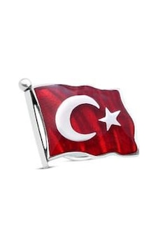 Pigado 925 Ayar Gümüş Kırmızı Mineli Türk Bayrağı Rozet Gümüş Pigado 925 Ayar Gümüş Kırmızı Mineli Türk Bayrağı Rozet Gümüş