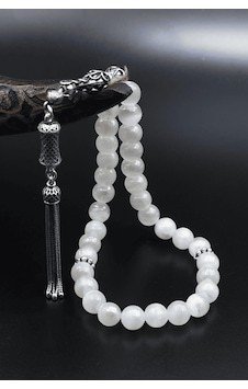 Doğal Selenit Taşlı Tesbih 925 Ayar Gümüş Püsküllü 8mm Küre Kesim 902625 Doğal Selenit Taşlı Tesbih 925 Ayar Gümüş Püsküllü 8mm Küre Kesim 902625