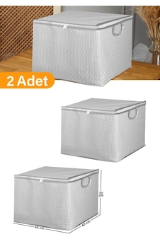 Serstil 2 Adet - Mini Boy Gri Benekli Kıyafet / Nevresim Hurcu - 45x40x30 Cm Beyaz Serstil 2 Adet - Mini Boy Gri Benekli Kıyafet / Nevresim Hurcu - 45x40x30 Cm Beyaz