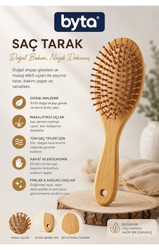 Ahşap Saç Fırçası Masaj Uçlu, Ergonomik Saplı, Düğüm Açıcı Doğal Görünümlü Saç Tarağı Ahşap Saç Fırçası Masaj Uçlu, Ergonomik Saplı, Düğüm Açıcı Doğal Görünümlü Saç Tarağı